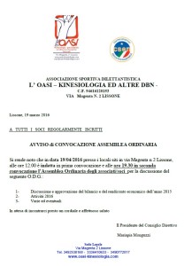 Convocazione assemblea annuale